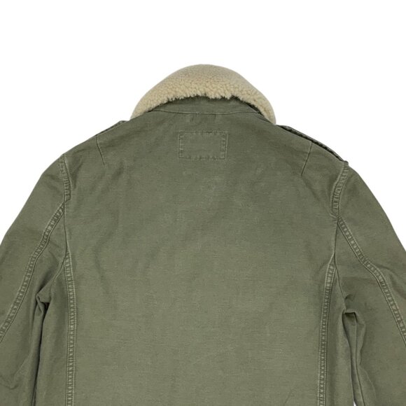 AllSaints Mens Rai Jacket XXS 2XS Green Military Sheepskin Collar Utility Fall - Picture 8 of 12